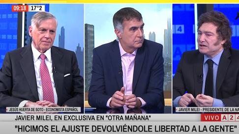 Javier Milei en el programa de A24. Javier Milei en el programa de A24.