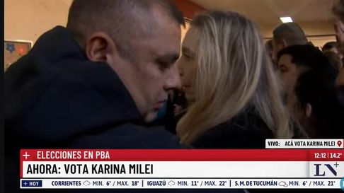 Karina Milei votó en Vicente López rodeada de guardaespaldas. Karina Milei votó en Vicente López rodeada de guardaespaldas.