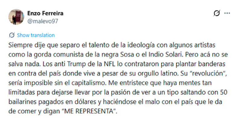 El posteo del funcionario.