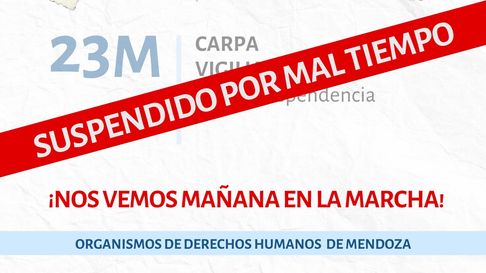 Por las lluvias, suspenden la Vigilia y la Carpa previa a la movilización por el Día de la Memoria Por las lluvias, suspenden la Vigilia y la Carpa previa a la movilización por el Día de la Memoria