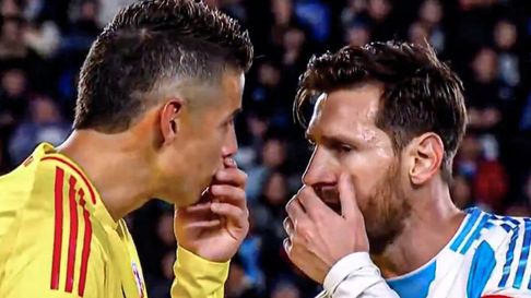 James Rodríguez y Lionel Messi cara a cara. James Rodríguez y Lionel Messi cara a cara.