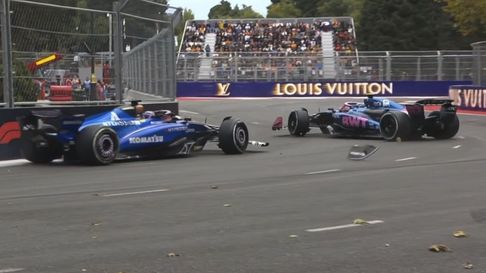 El toque de Albon a Franco Colapinto. El toque de Albon a Franco Colapinto.