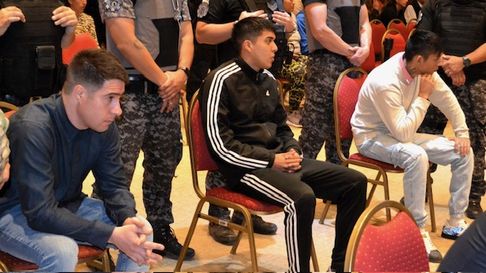 Cervera, Orellana y Antúnez durante la última audiencia del juicio. Cervera, Orellana y Antúnez durante la última audiencia del juicio.