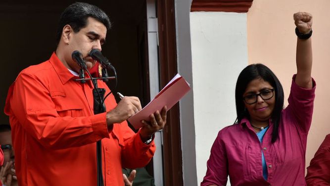 Nicolás Maduro y Delcy Rodríguez.&nbsp;