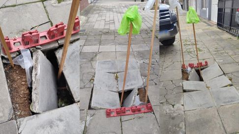 vecinos de la plata reclaman a absa por el hundimiento de una vereda vecinos de la plata reclaman a absa por el hundimiento de una vereda