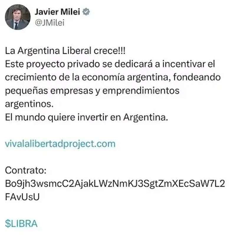 Libra: se cumple un mes del tweet borrado de Milei