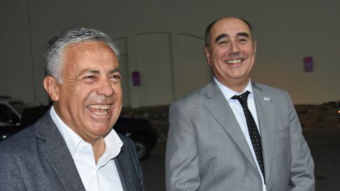 El gobernador Alfredo Cornejo y el presidente de la FEM, Santiago Laugero. El gobernador Alfredo Cornejo y el presidente de la FEM, Santiago Laugero.