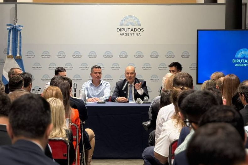 El bloque oficialista reuni&oacute; a la tropa libertaria en el Sal&oacute;n Blanco de la C&aacute;mara de Diputados con la presencia del ministro de Desregulaci&oacute;n y Transformaci&oacute;n del Estado, Federico Sturzenegger.&nbsp;